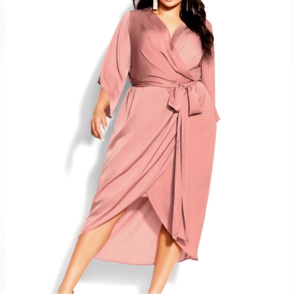 Brand New City Chic Dusty Peach Opulent Wrap Dress - Size 22